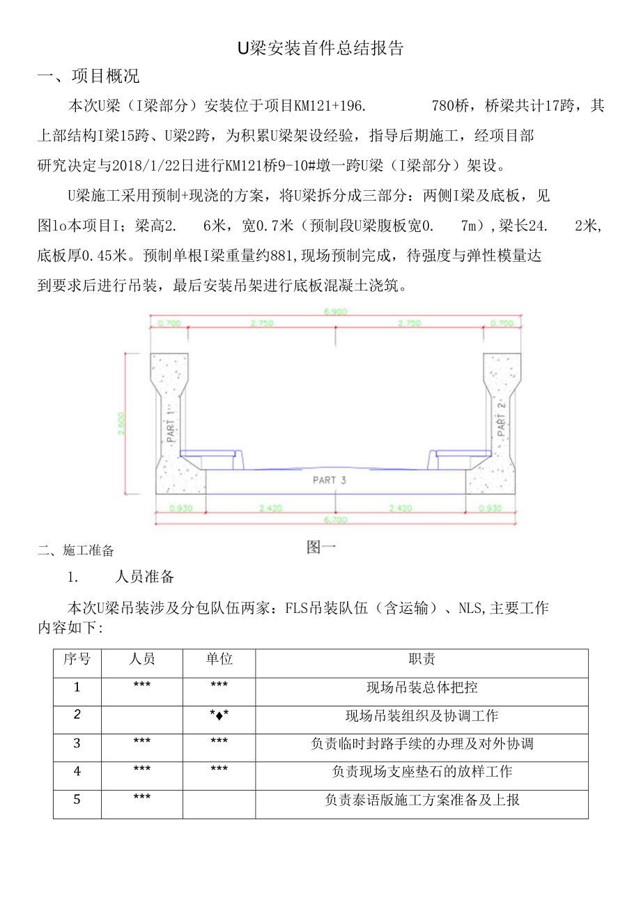 U型梁安装首件总结.docx_第1页