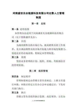 河南盛世光谷能源科技有限公司销售人员管理制度