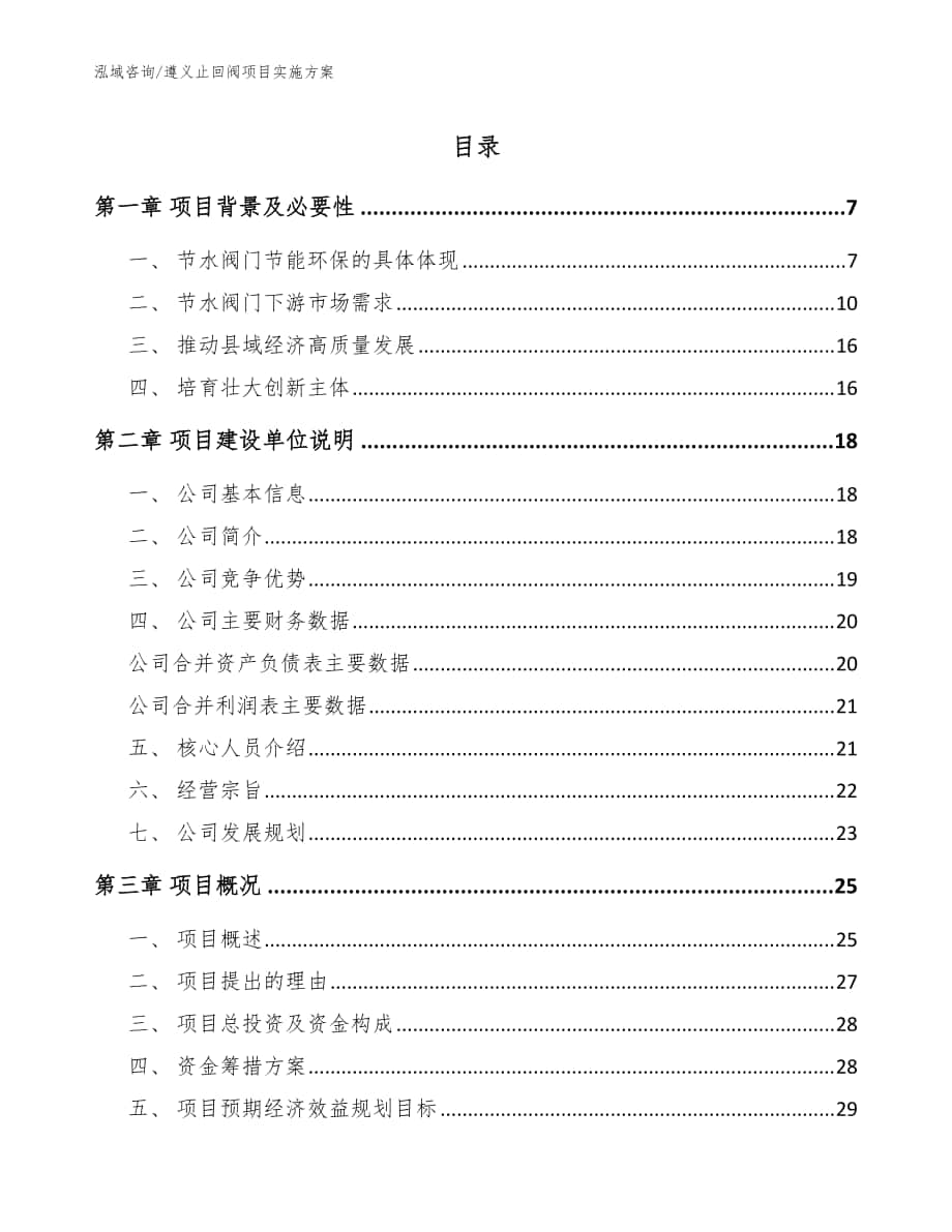 遵义止回阀项目实施方案（范文参考）_第1页