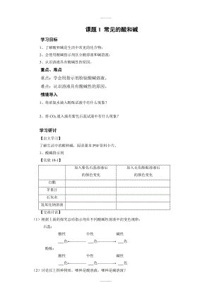 人教版九年級(jí)下化學(xué)學(xué)案 第九單元 溶液課題1常見(jiàn)的酸和堿