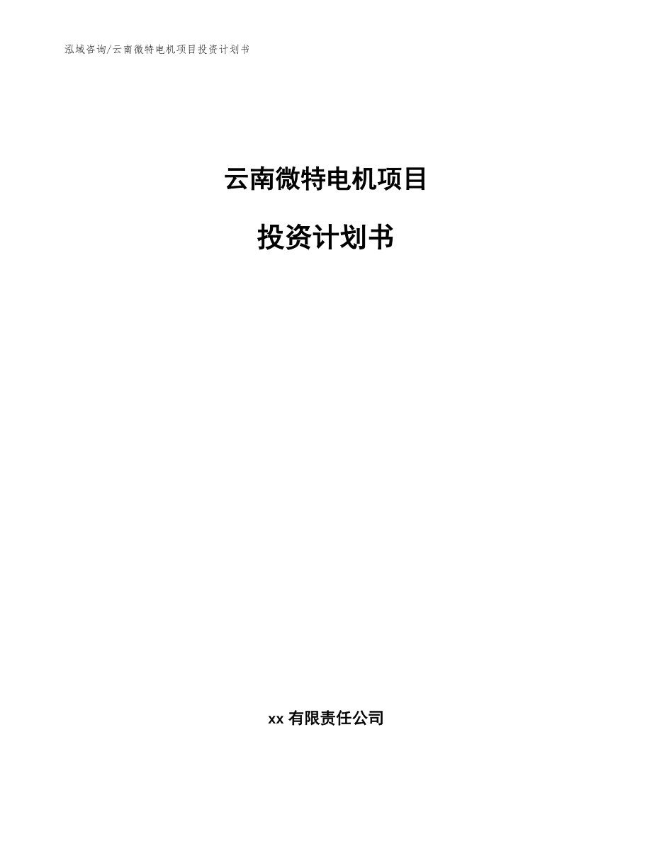 云南微特电机项目投资计划书模板参考_第1页