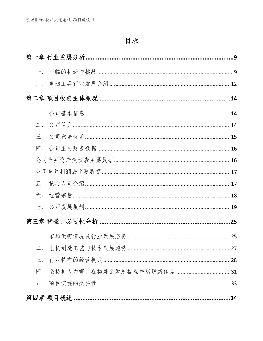 婁底交流電機(jī) 項(xiàng)目建議書(shū)_模板參考_第1頁(yè)