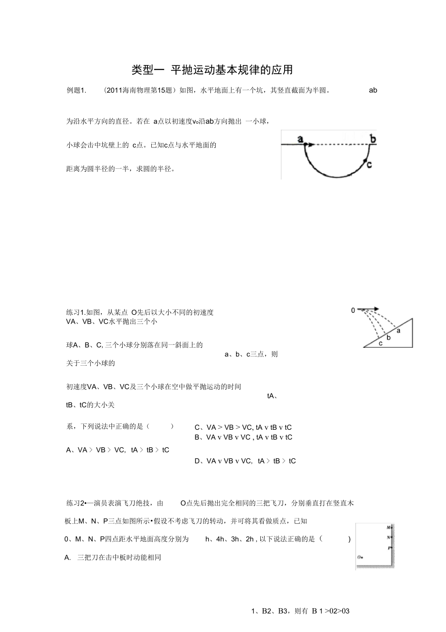 平抛运动级类专题整理111.._第1页