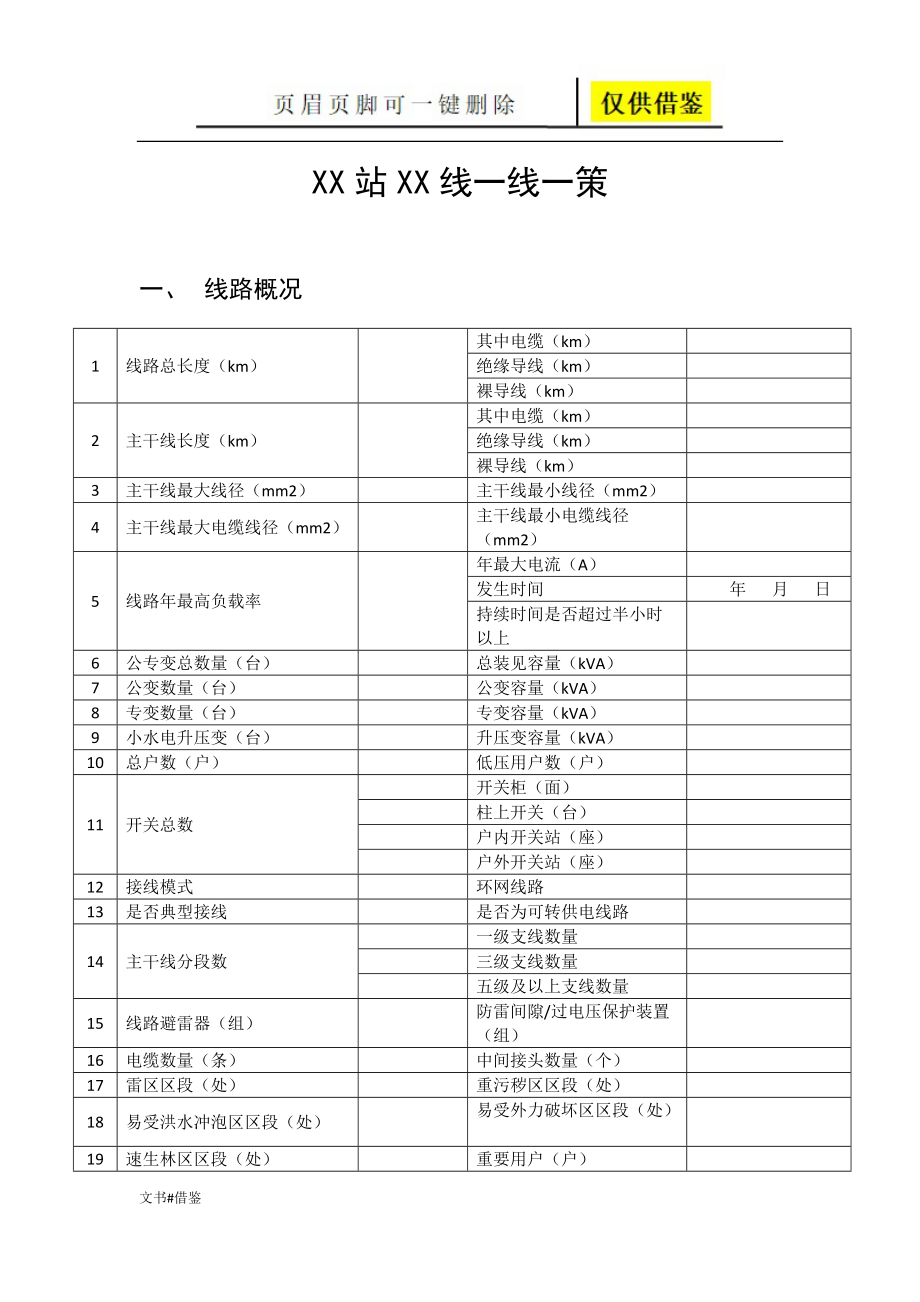 XX站XX线一线一策模版行业二类_第1页