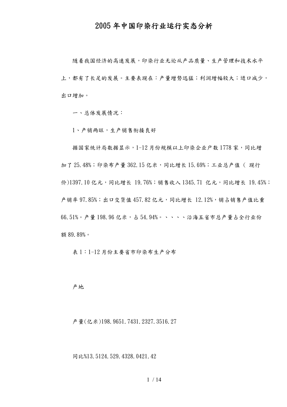 中国印染行业运行实态分析报告文案_第1页