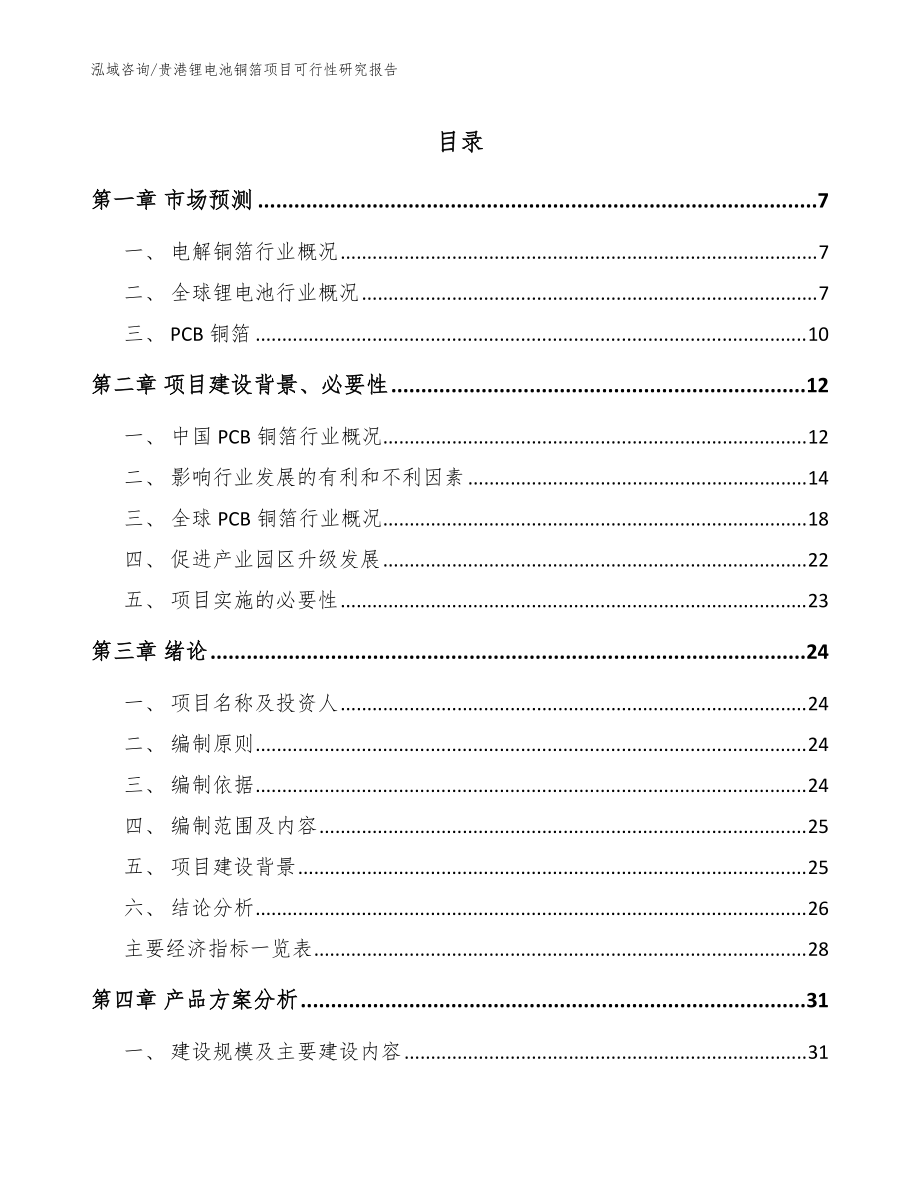 贵港锂电池铜箔项目可行性研究报告_模板范本_第1页