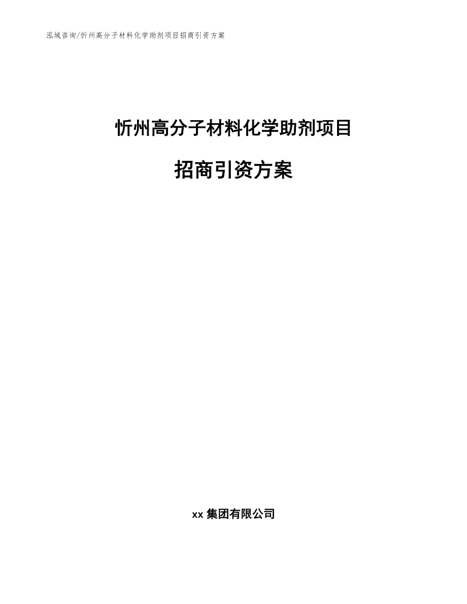 忻州高分子材料化学助剂项目招商引资方案参考模板_第1页