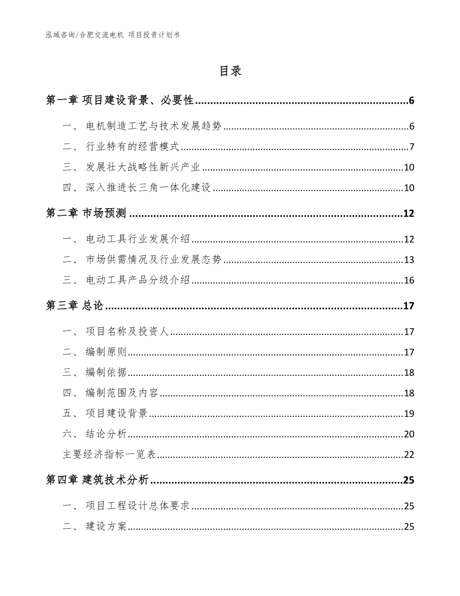 合肥交流電機(jī) 項(xiàng)目投資計(jì)劃書_范文_第1頁(yè)