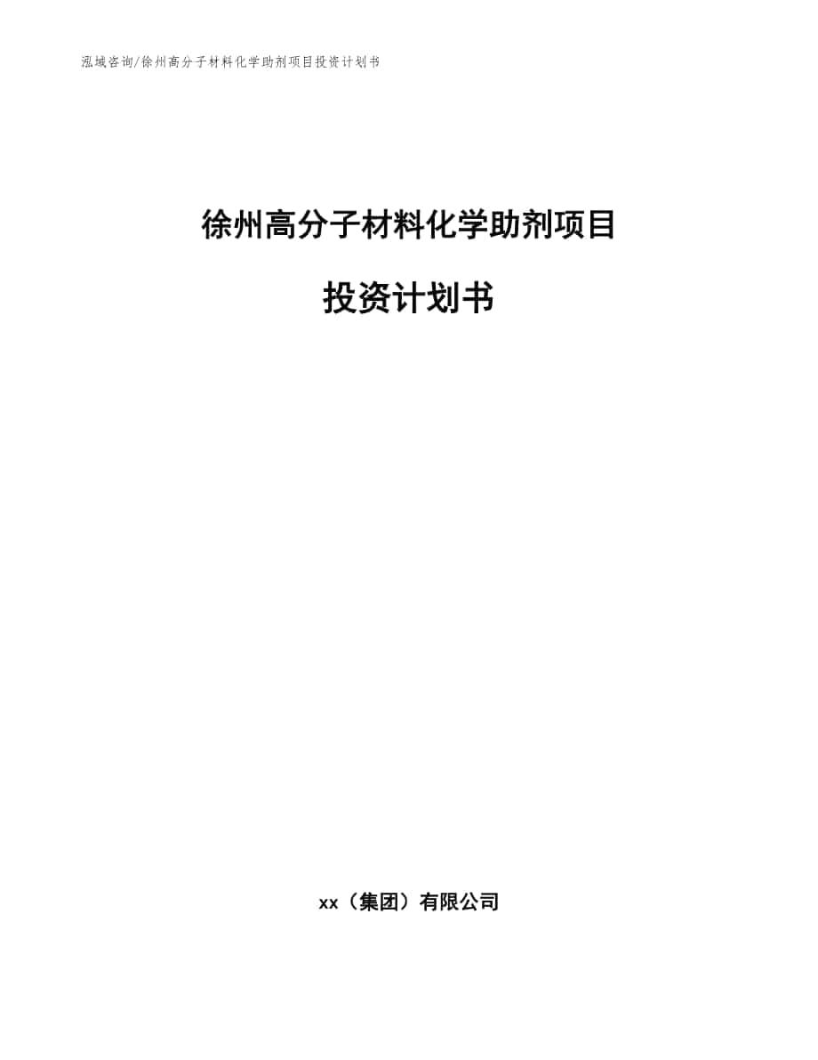 徐州高分子材料化学助剂项目投资计划书模板范文_第1页