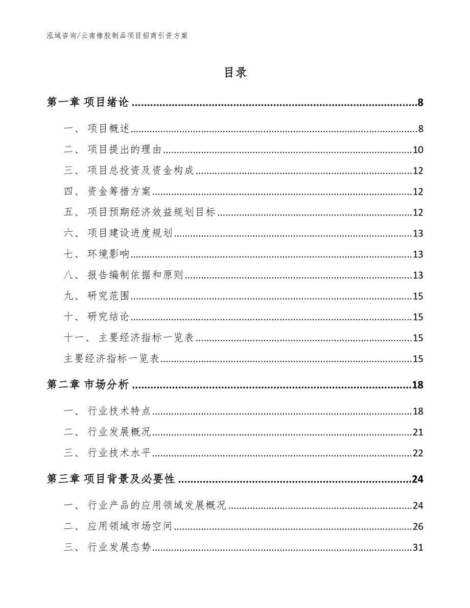 云南橡胶制品项目招商引资方案参考范文_第1页