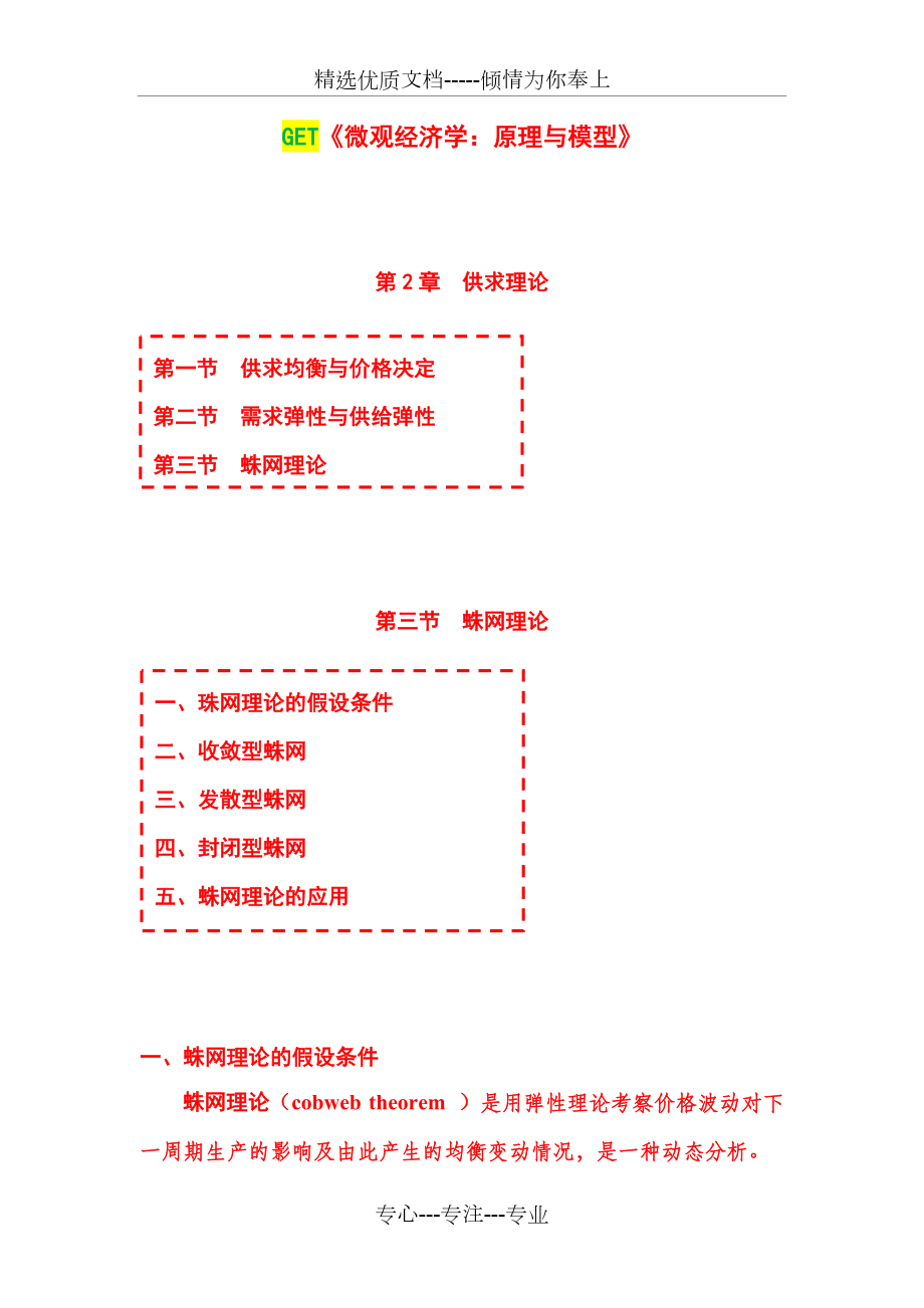 《微观经济学：原理与模型》第02章--供求理论--第03节--蛛网理论_第1页