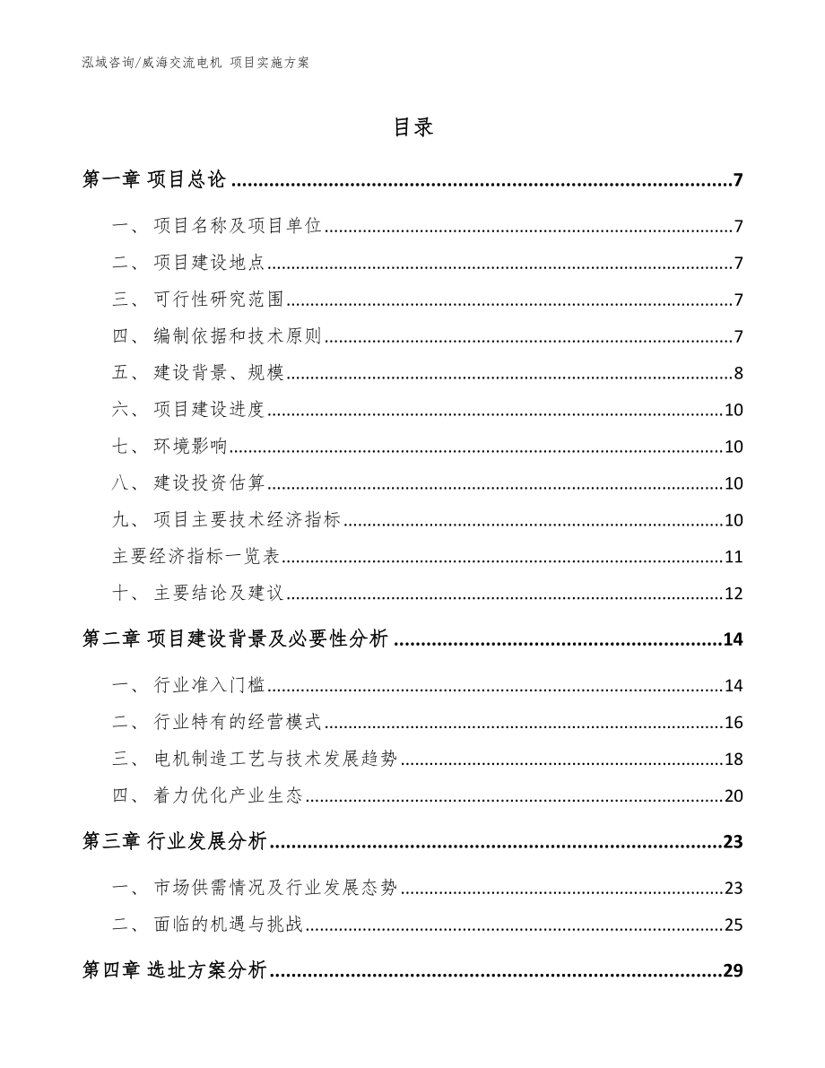 威海交流電機(jī) 項目實施方案參考范文_第1頁