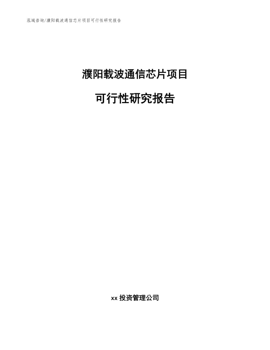 濮阳载波通信芯片项目可行性研究报告（模板）_第1页