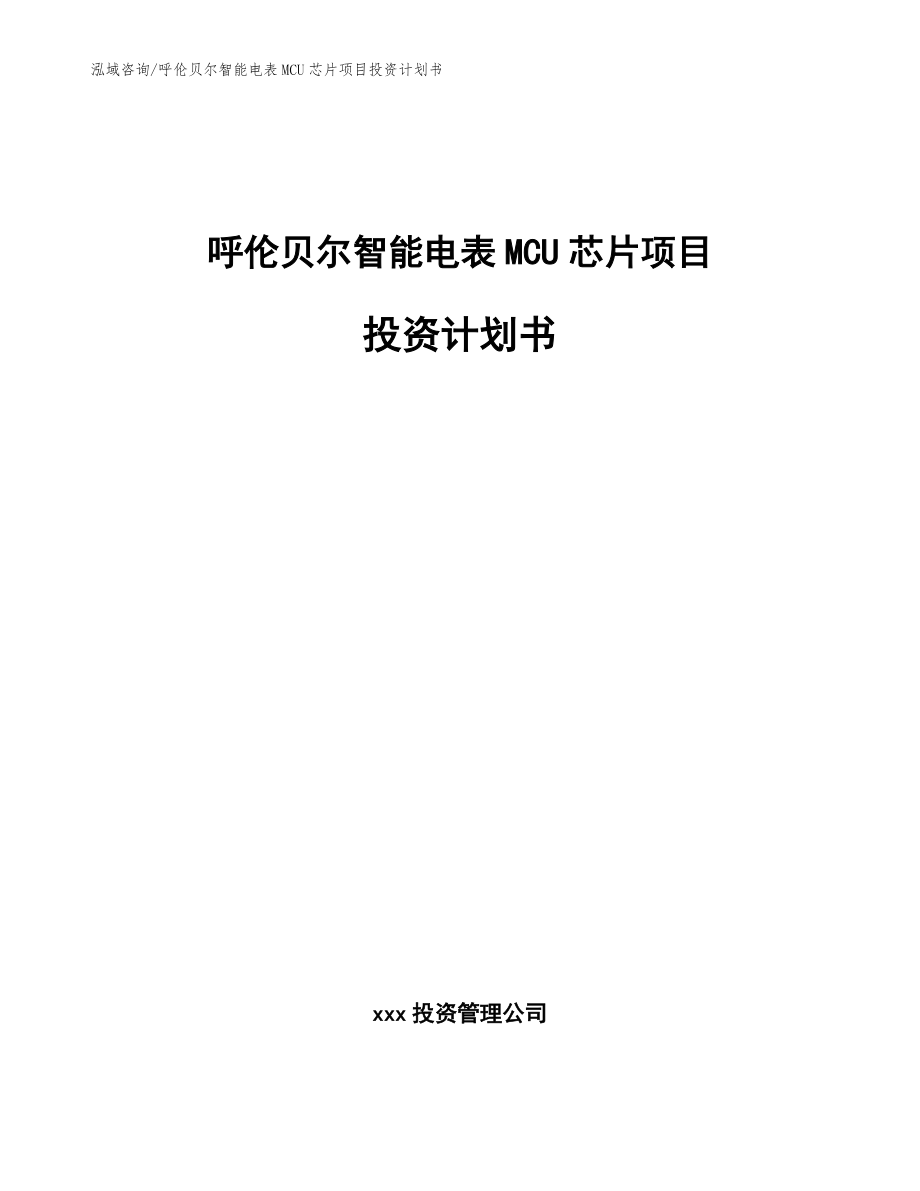 呼伦贝尔智能电表MCU芯片项目投资计划书【模板范文】_第1页