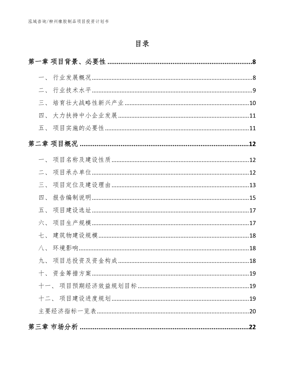 柳州橡胶制品项目投资计划书【模板范文】_第1页