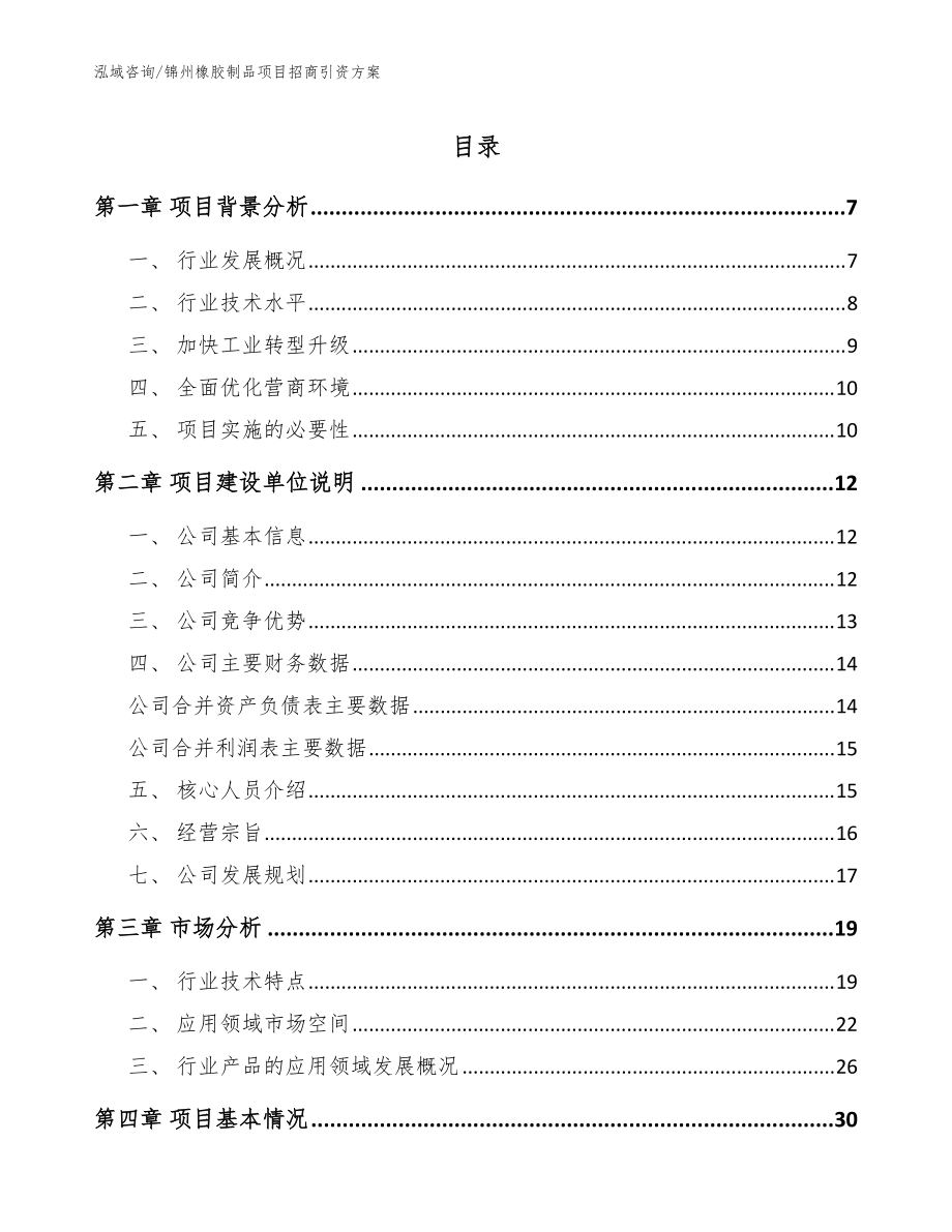 锦州橡胶制品项目招商引资方案【模板】_第1页