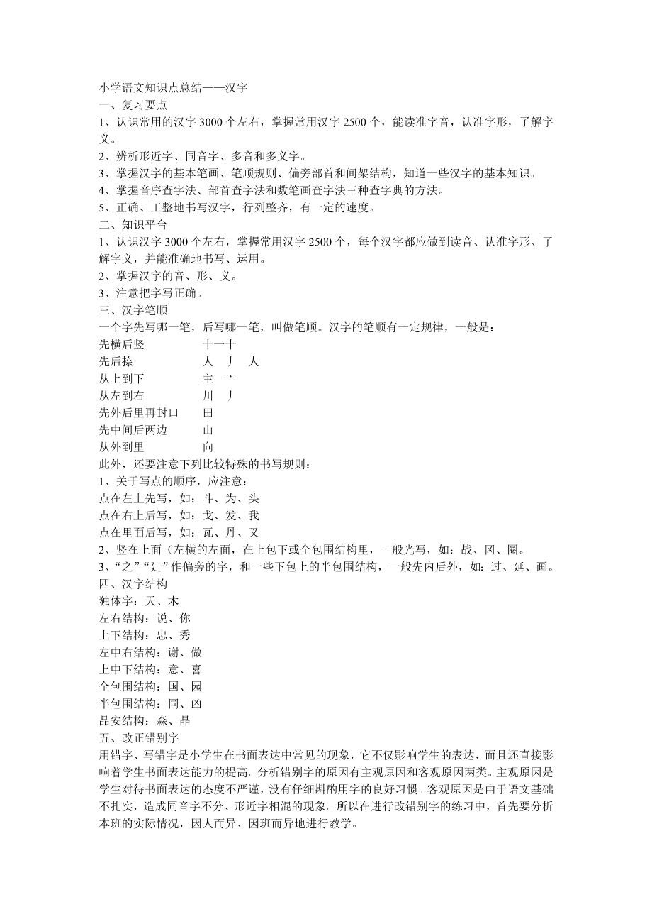 小学语文知识点总结——汉字_第1页