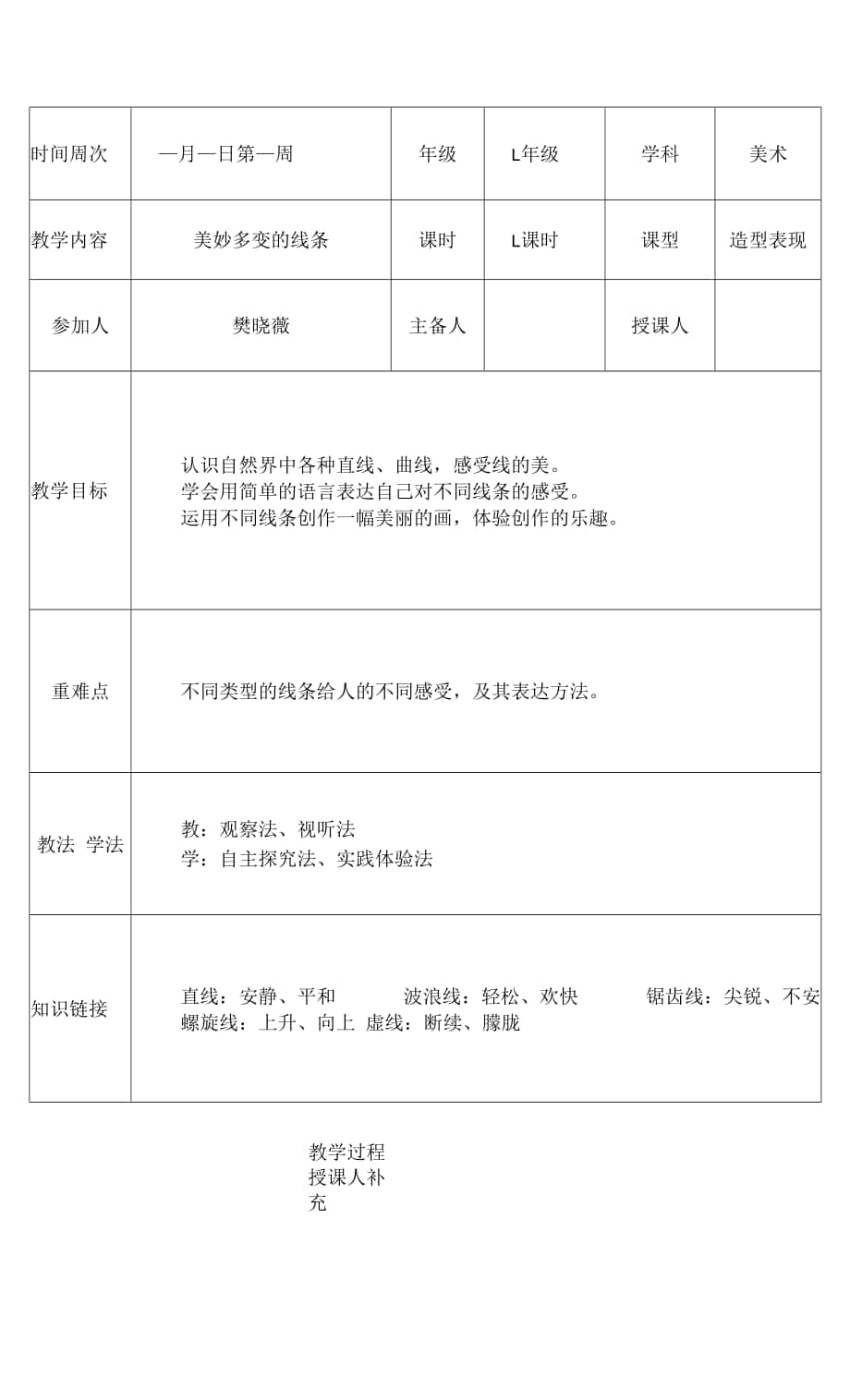 嶺南版二年級美術(shù)下冊《3. 美妙多變的線條》教學(xué)設(shè)計（表格式）.docx_第1頁