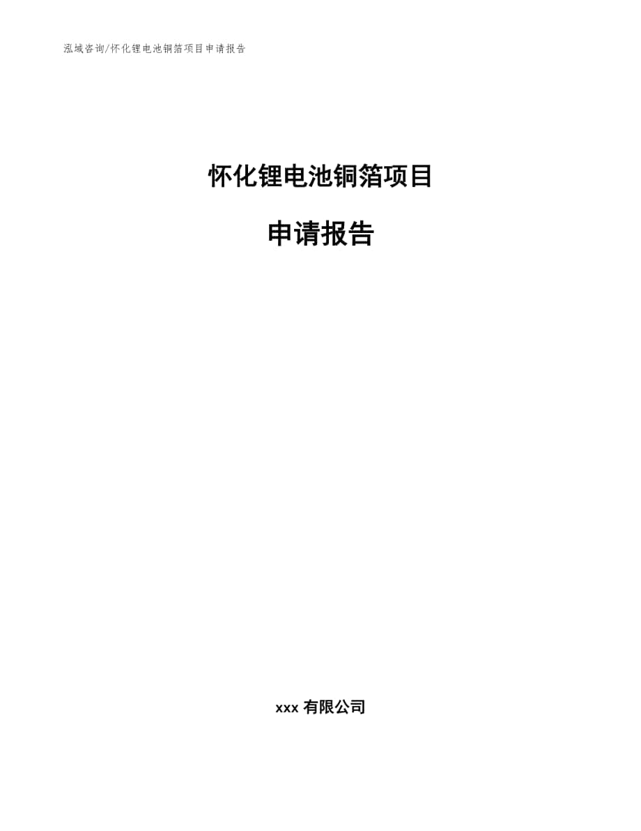 怀化锂电池铜箔项目申请报告范文参考_第1页