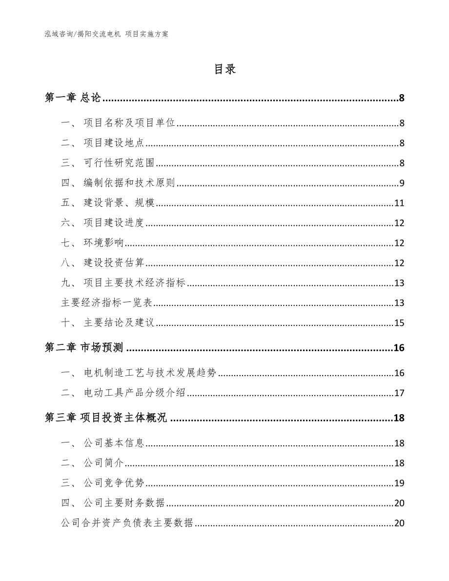 揭陽交流電機 項目實施方案（參考范文）_第1頁