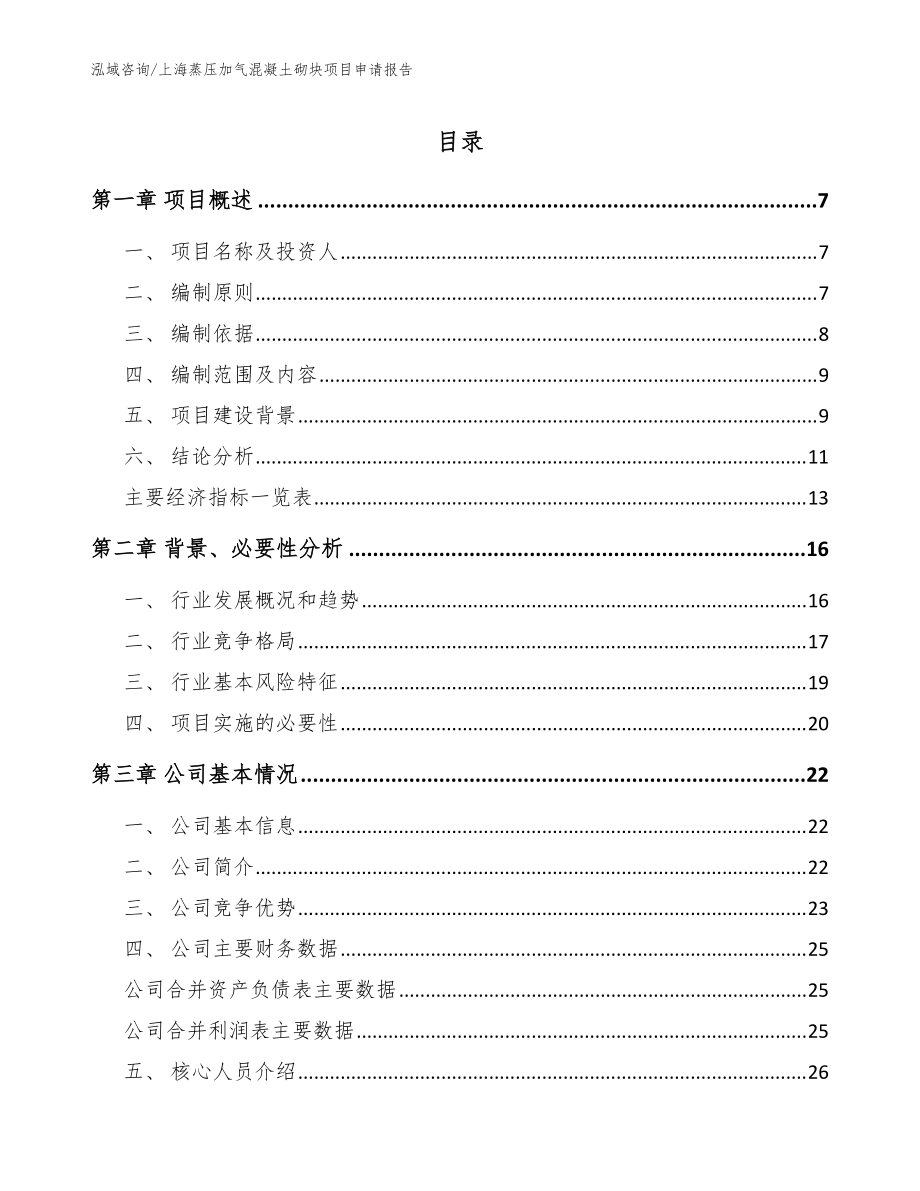 上海蒸压加气混凝土砌块项目申请报告模板参考_第1页