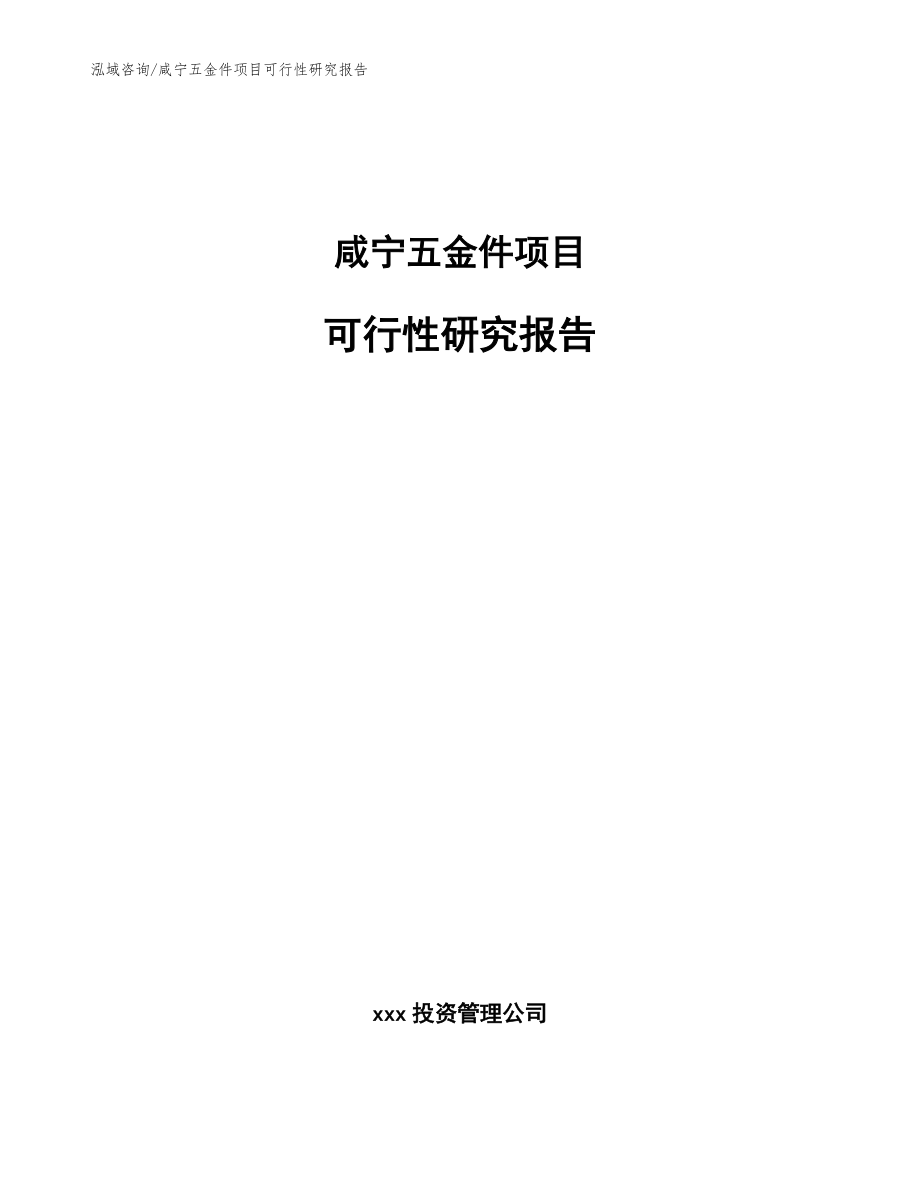 咸宁五金件项目可行性研究报告_范文参考_第1页