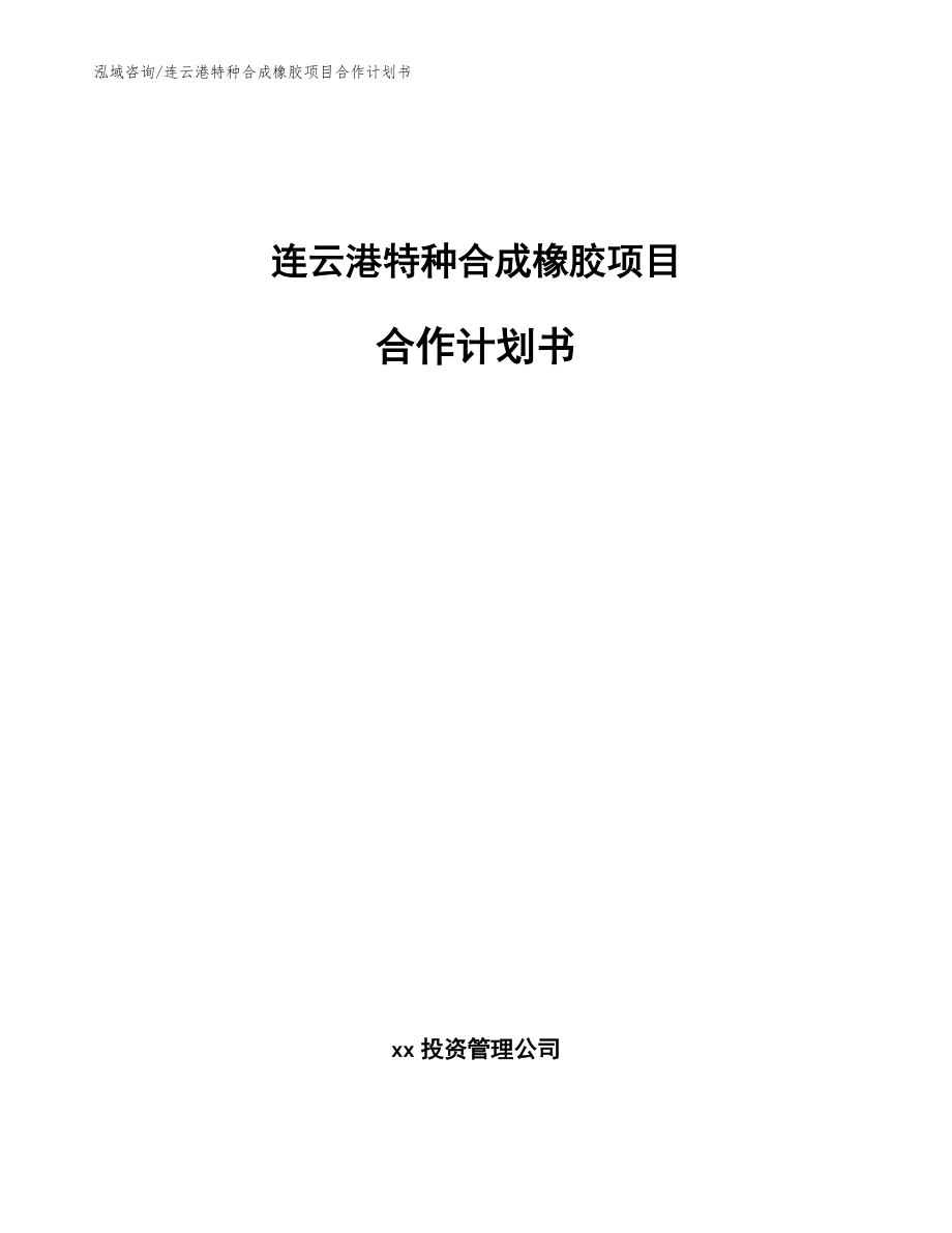 连云港特种合成橡胶项目合作计划书模板参考_第1页