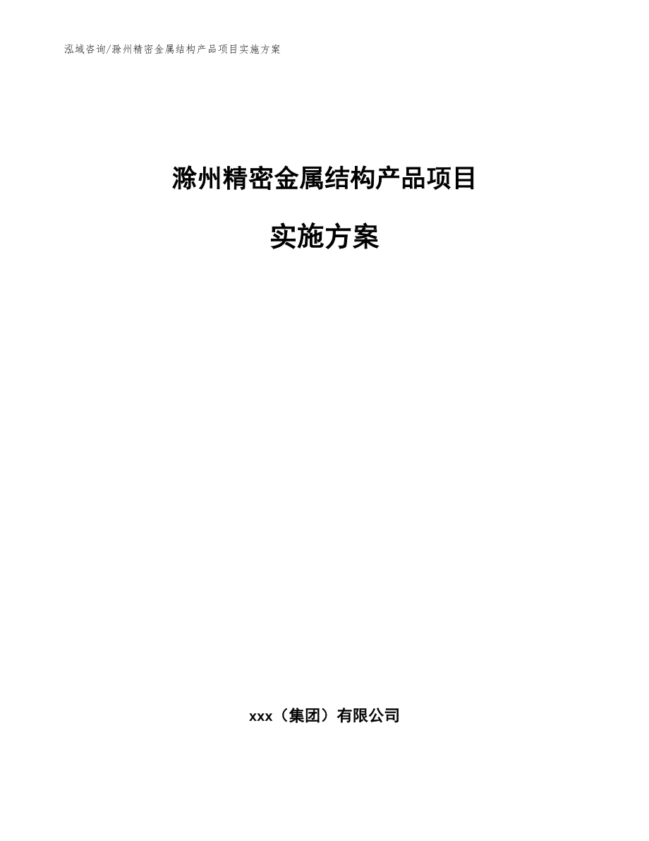 滁州精密金属结构产品项目实施方案模板范本_第1页