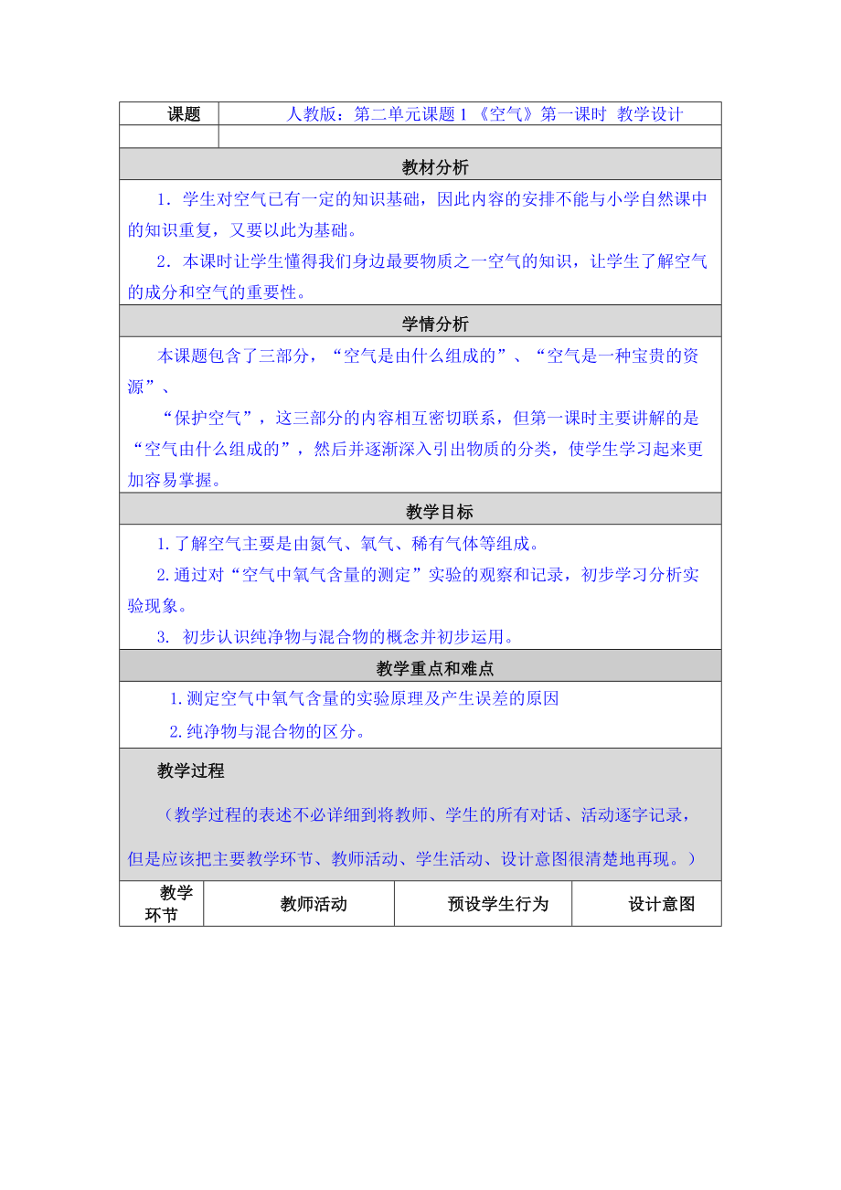 第二單元課題1 《空氣》第一課時(shí) 教學(xué)設(shè)計(jì)與反思_第1頁(yè)