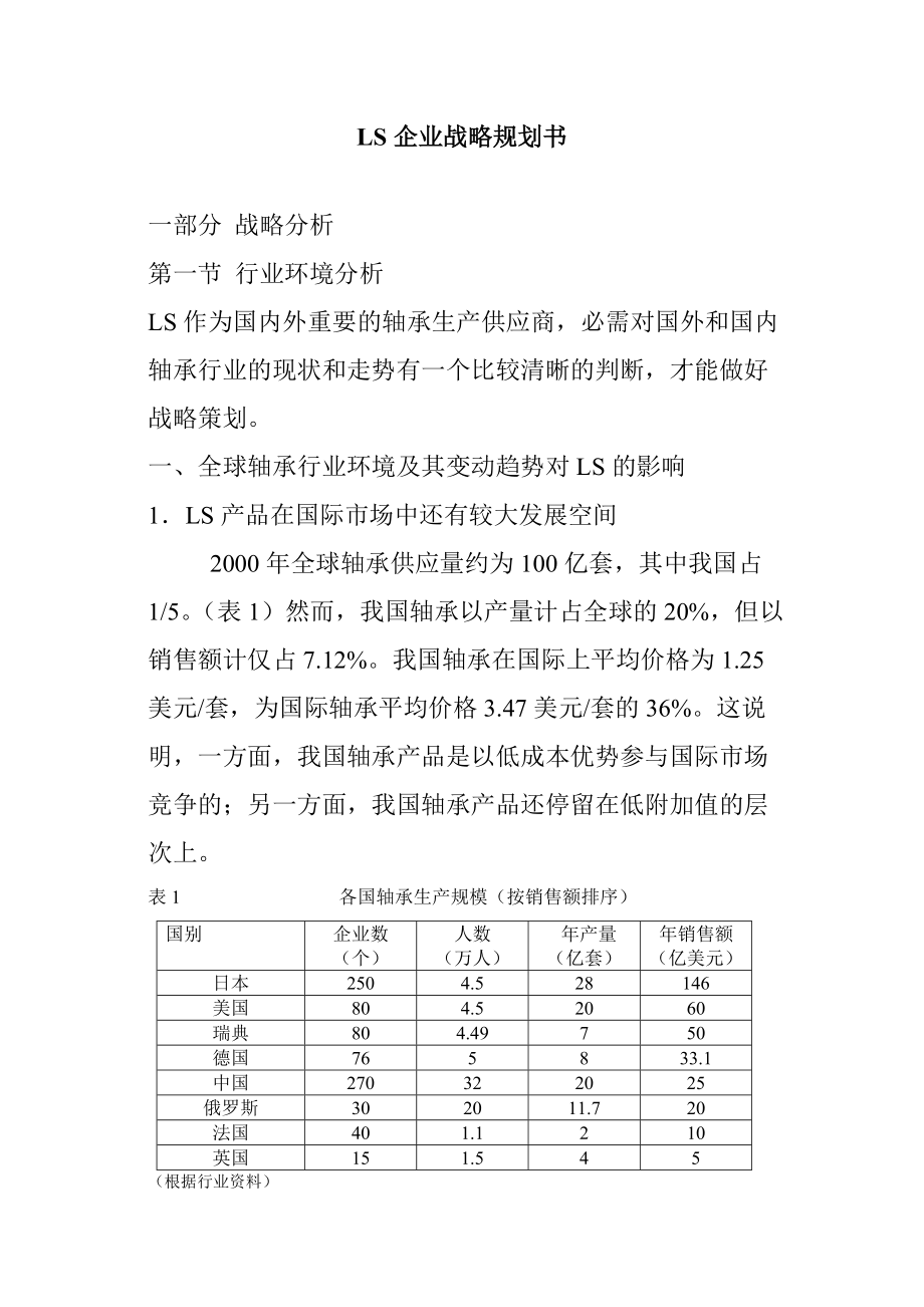 LS企业战略规划书(DOC 46页)_第1页