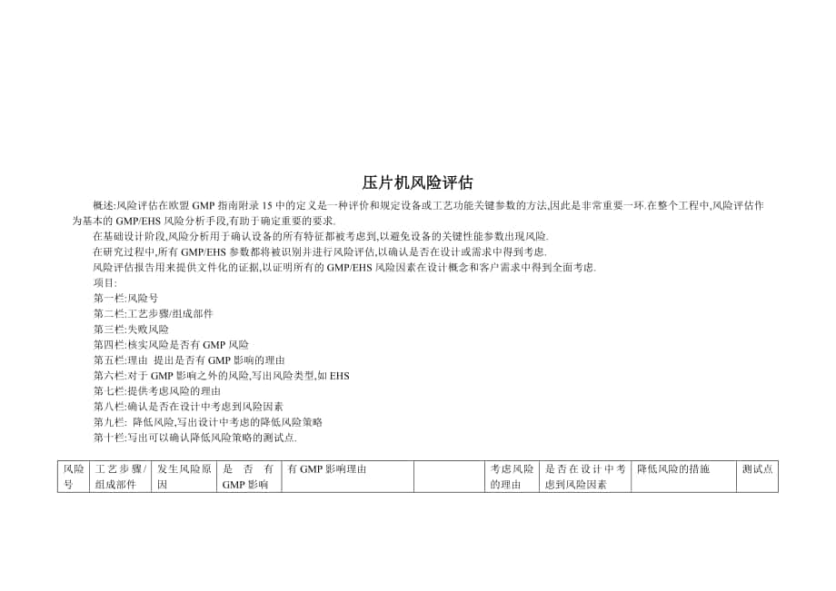 壓片機(jī)風(fēng)險評估_第1頁