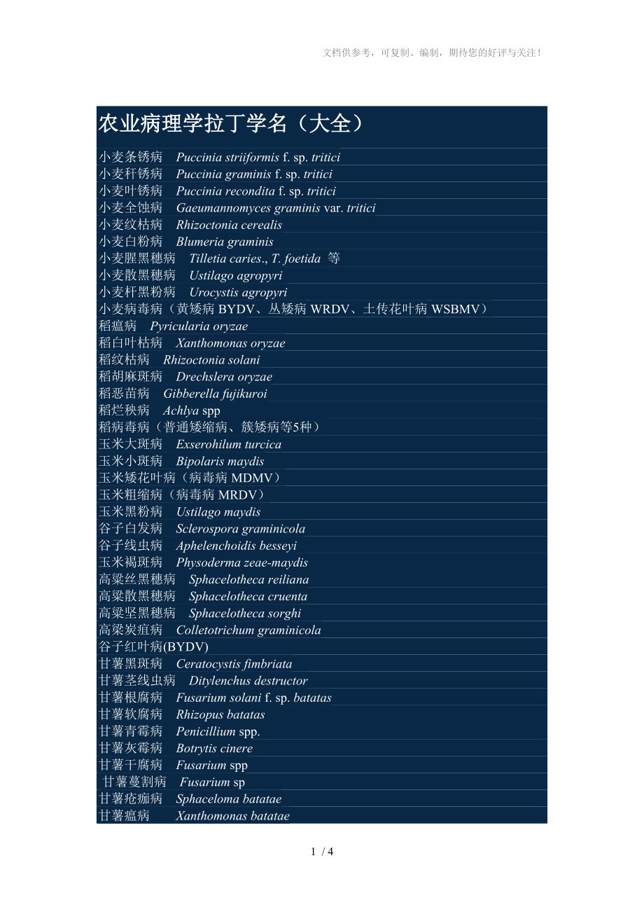 农业病理学拉丁学名_第1页