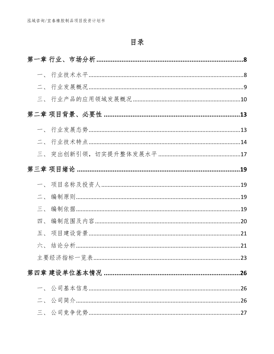 宜春橡胶制品项目投资计划书【范文模板】_第1页