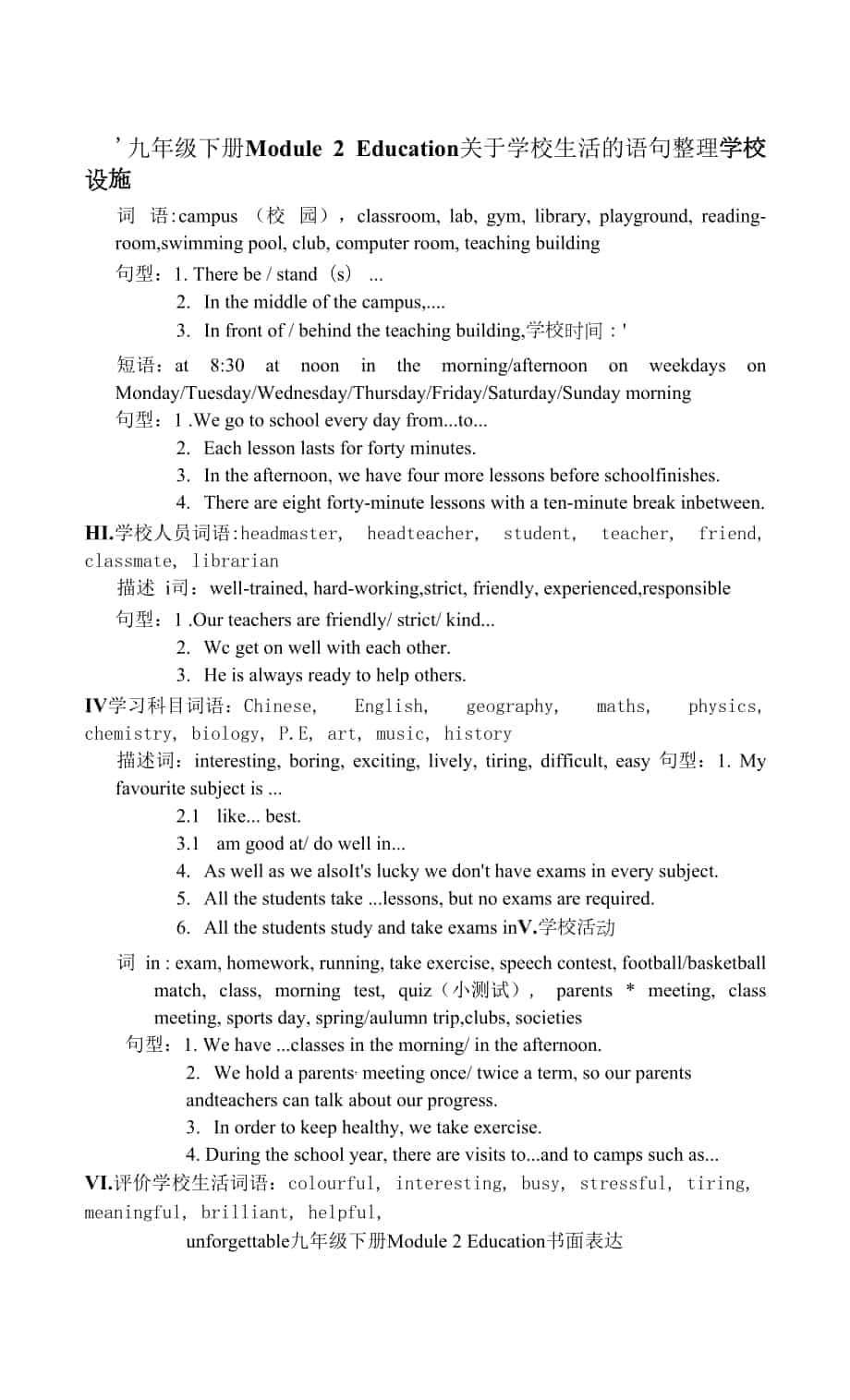 Module2書面表達(dá)素材 外研版英語九年級下冊.docx_第1頁