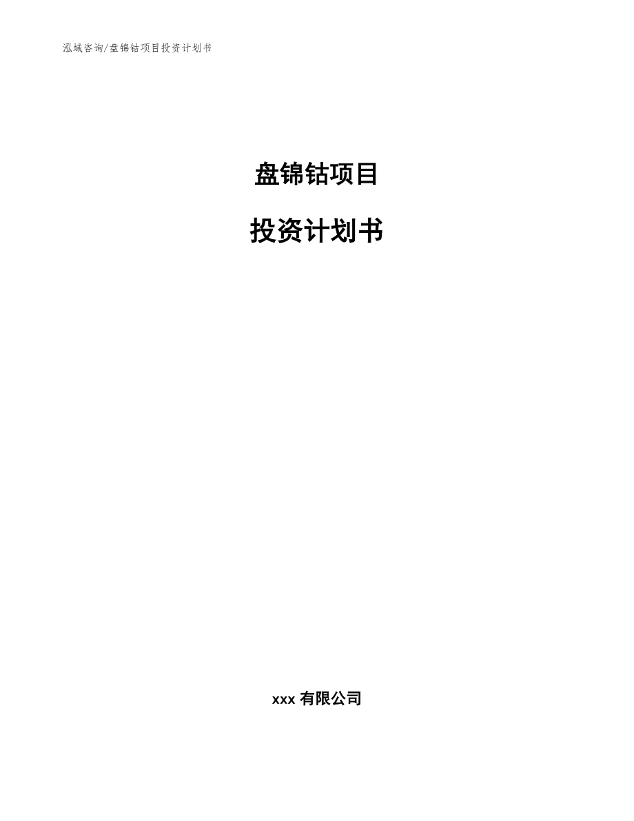 盘锦钴项目投资计划书【模板】_第1页