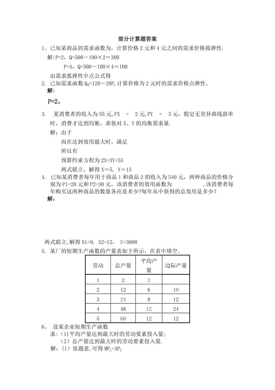 微觀經(jīng)濟學(xué)高鴻業(yè) 部分計算題答案_第1頁