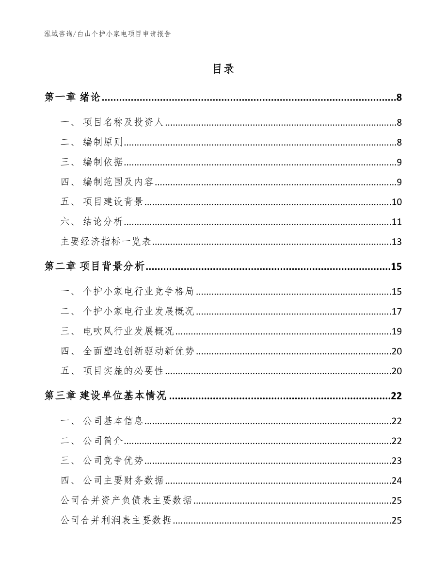 白山个护小家电项目申请报告（参考模板）_第1页