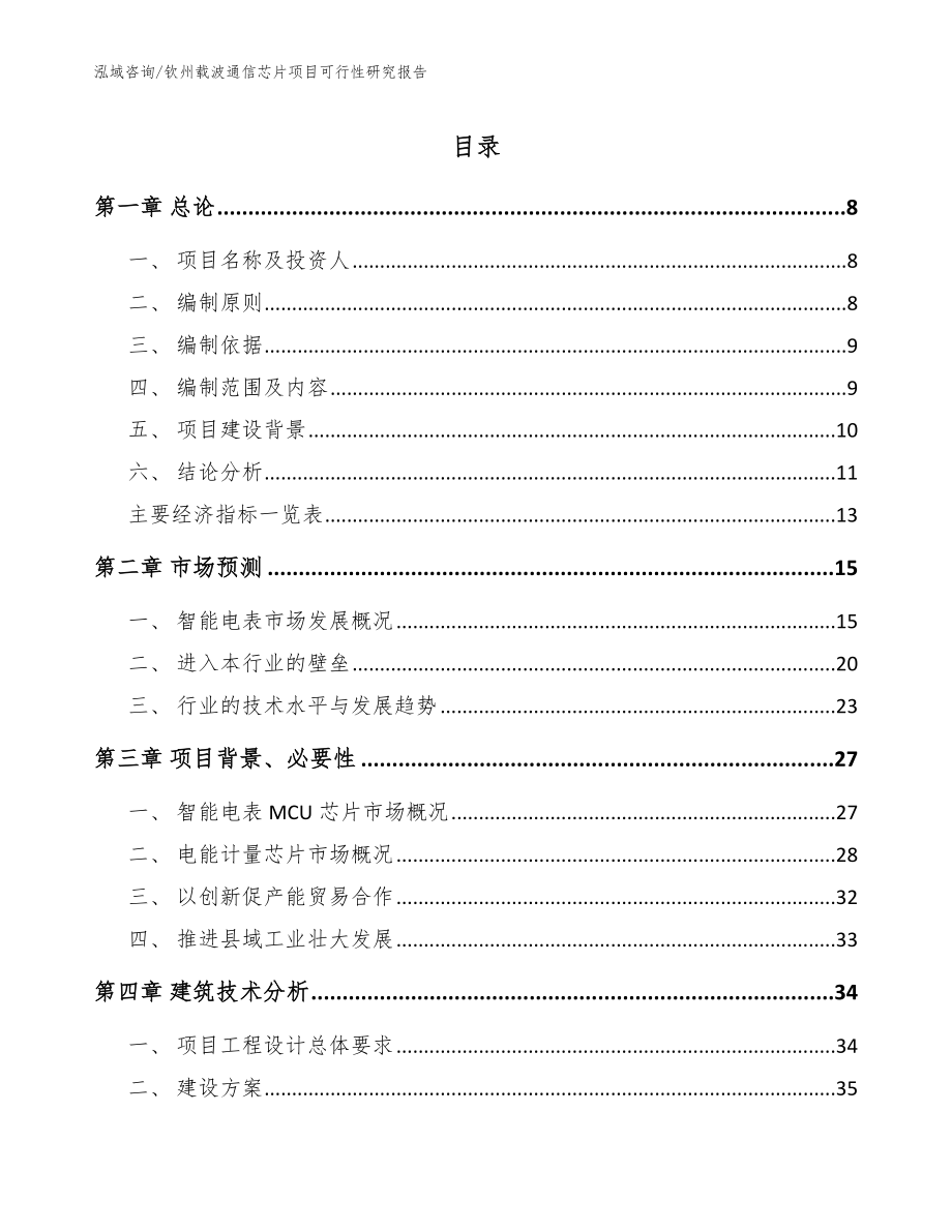 钦州载波通信芯片项目可行性研究报告（范文参考）_第1页