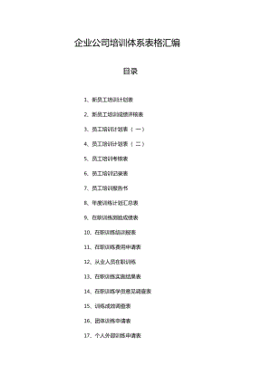 企业公司培训体系表格汇编