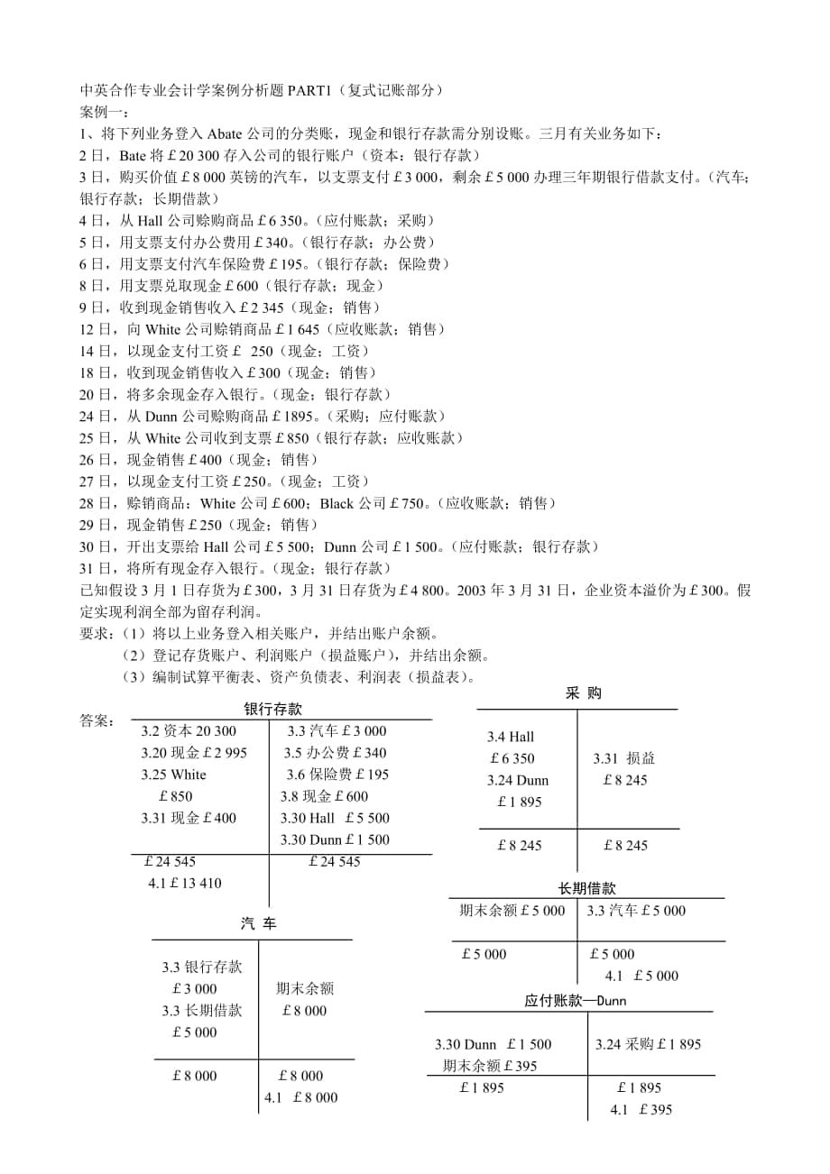 《會計學 報表案例》考前必看 中英合作商務管理專業(yè)自學考試復習資料_第1頁