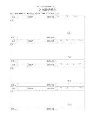 交接班记录表