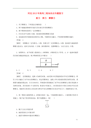 （新課標卷）河北省2013屆高三物理二輪 知識點專題復習 重力 彈力 摩擦力（含解析）