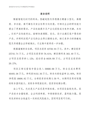 杭州压力传感器项目申请报告（模板范文）