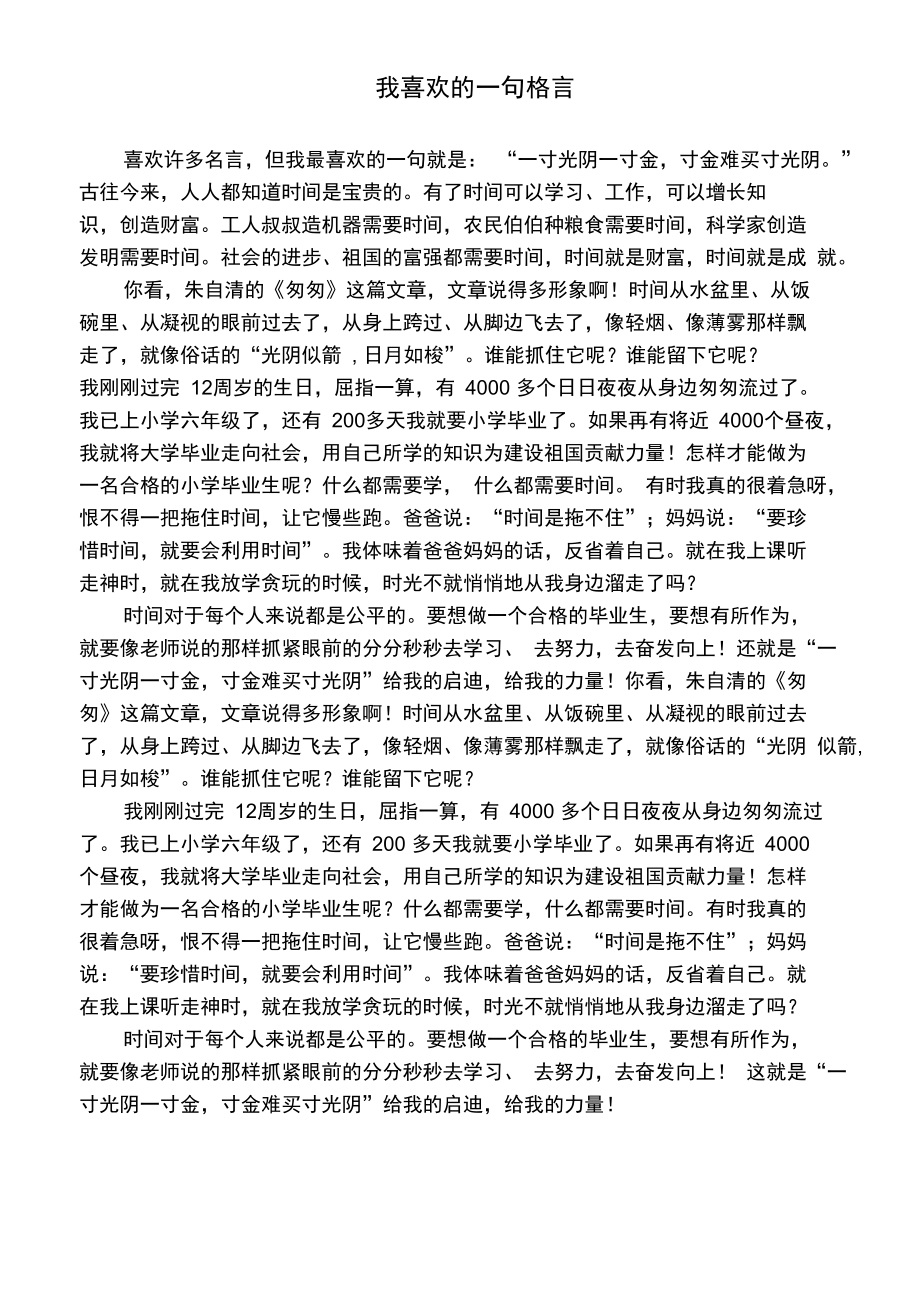 我喜欢的一句格言_第1页