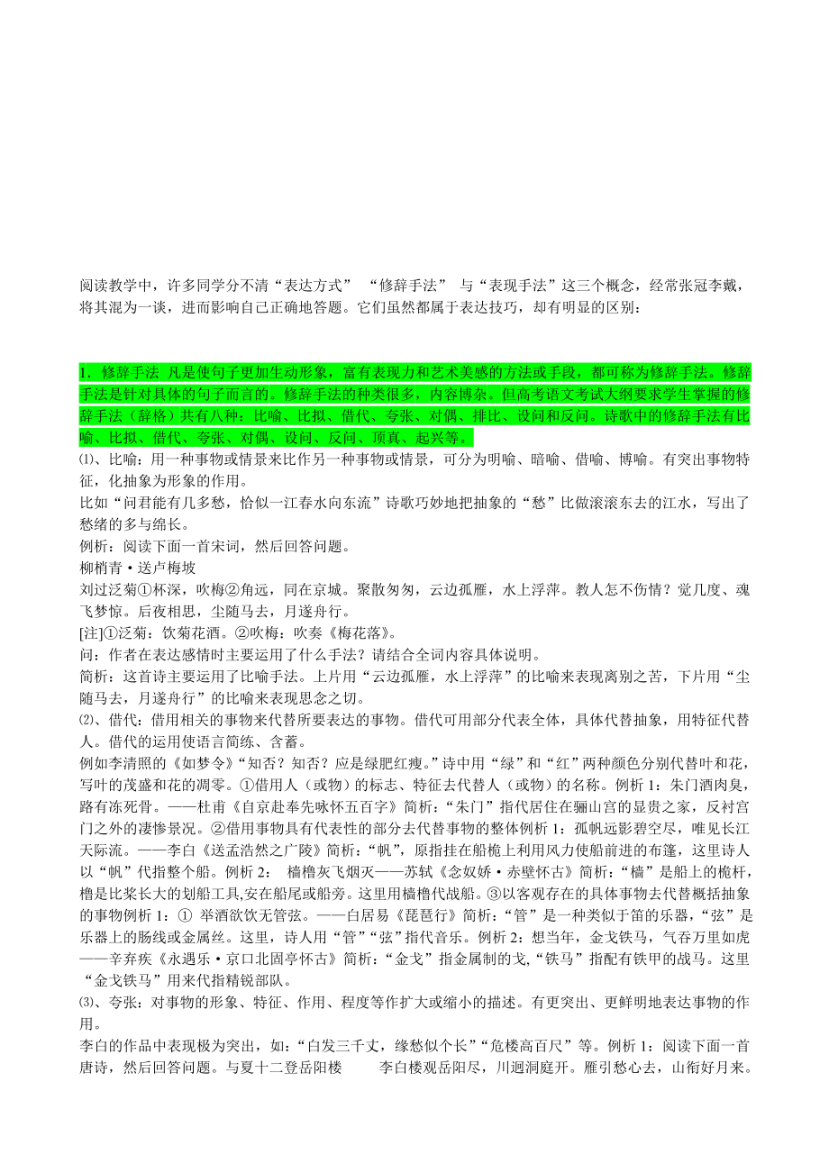 人力资源表达方式修辞手法与表现手法的区别_第1页