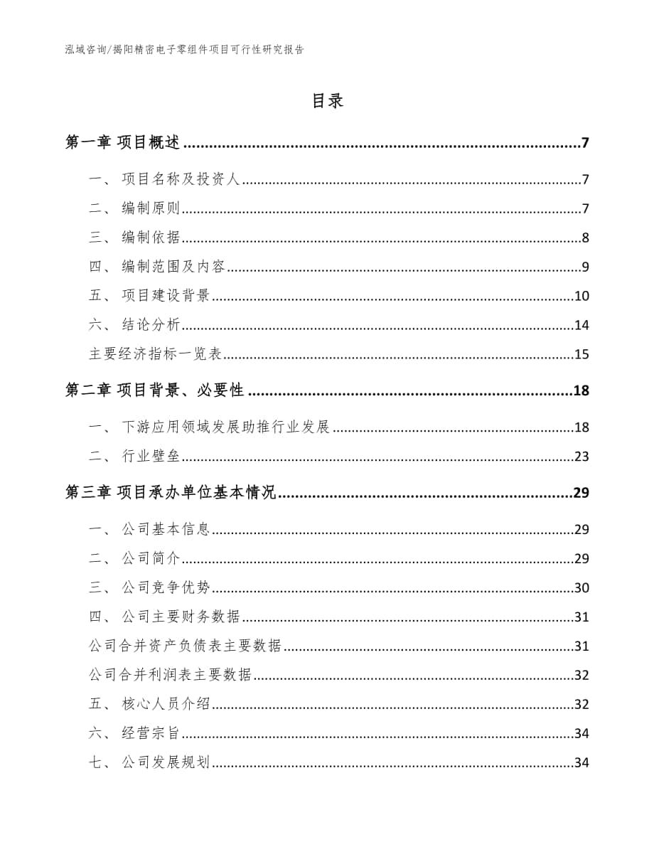 揭阳精密电子零组件项目可行性研究报告（参考模板）_第1页