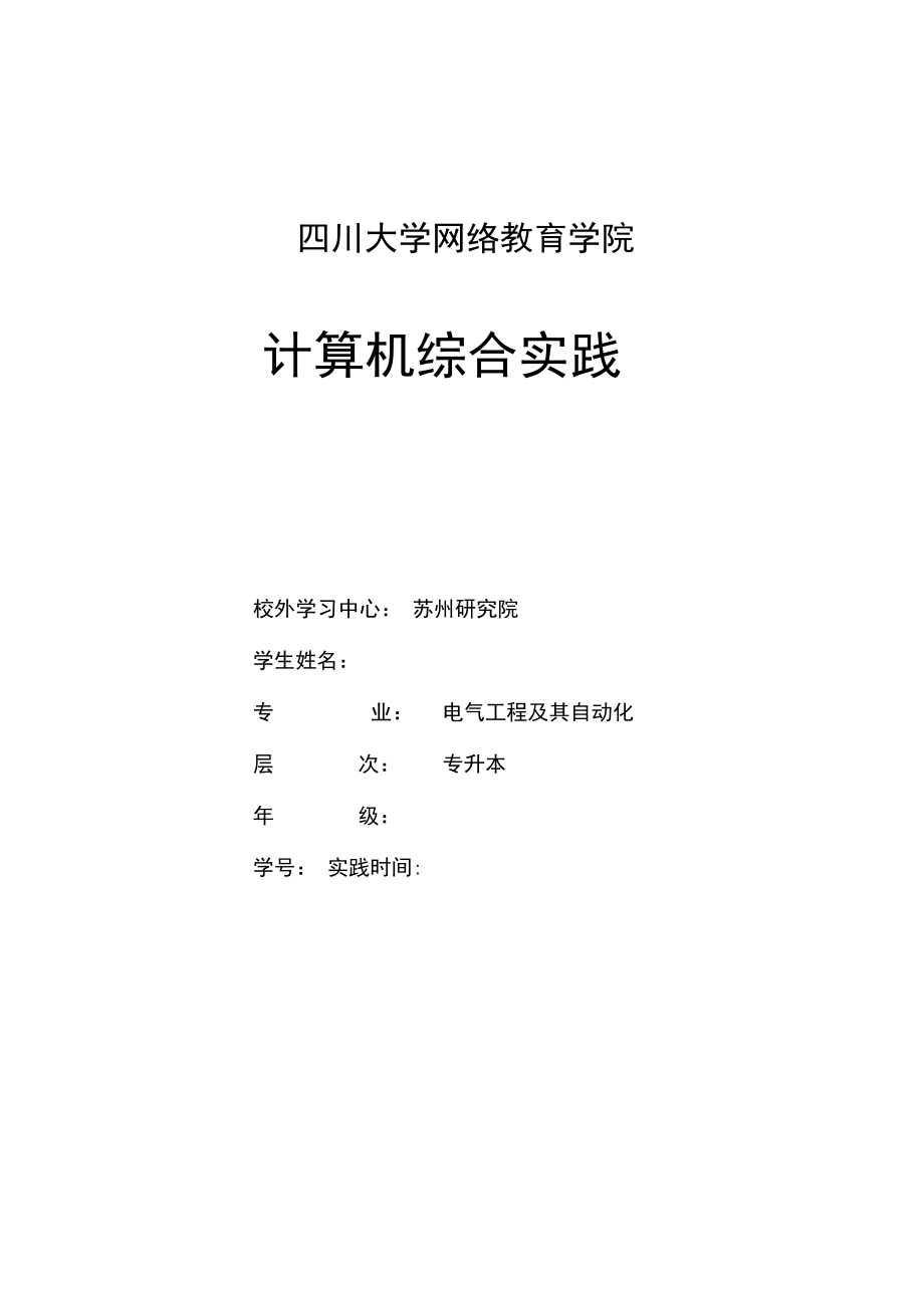 计算机综合实践《电气工程及其自动化》_第1页