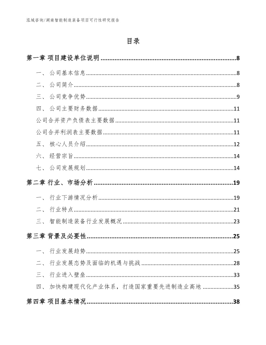 湖南智能制造装备项目可行性研究报告模板_第1页