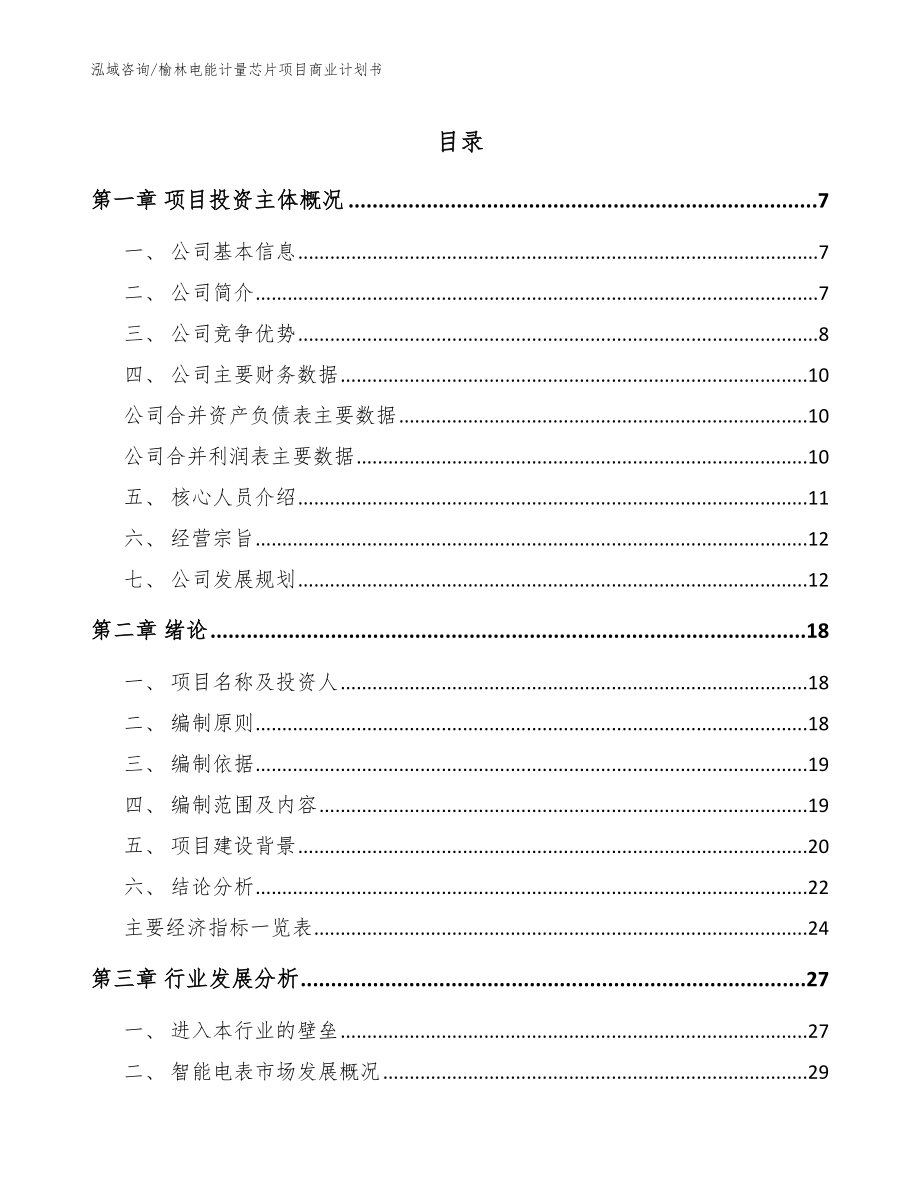 榆林电能计量芯片项目商业计划书（范文）_第1页