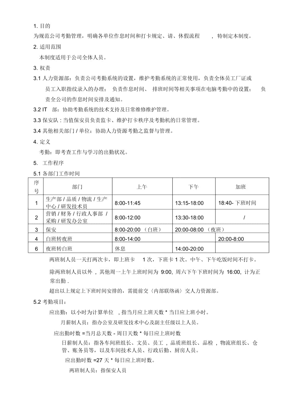 考勤管理方案实用制度_第1页